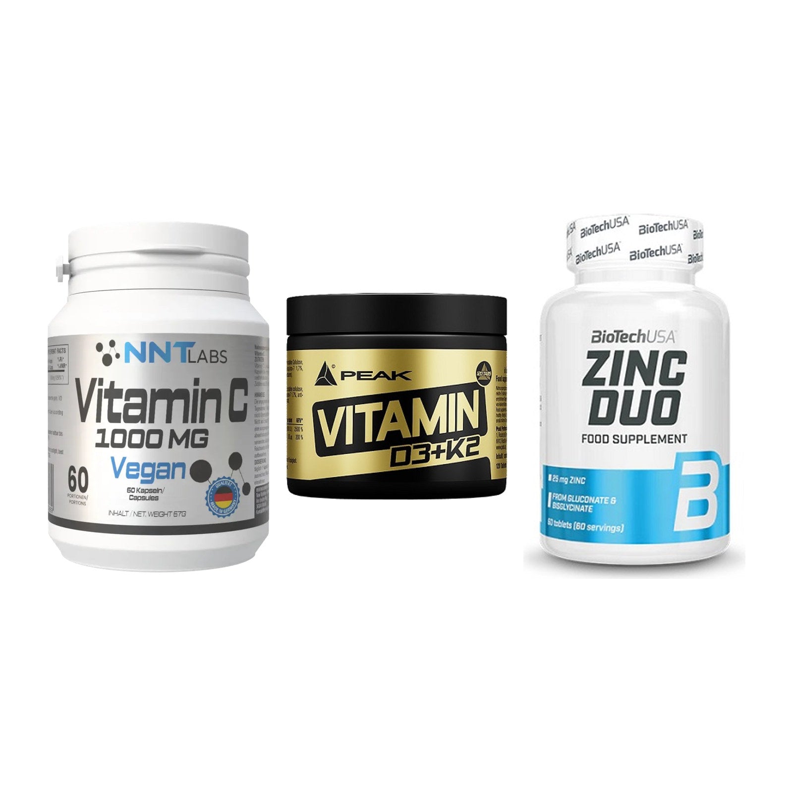 Immun-Set: NNT Vitamin C + Peak Vitamin + BioTech Zinc Duo – alle enthaltenen Artikel