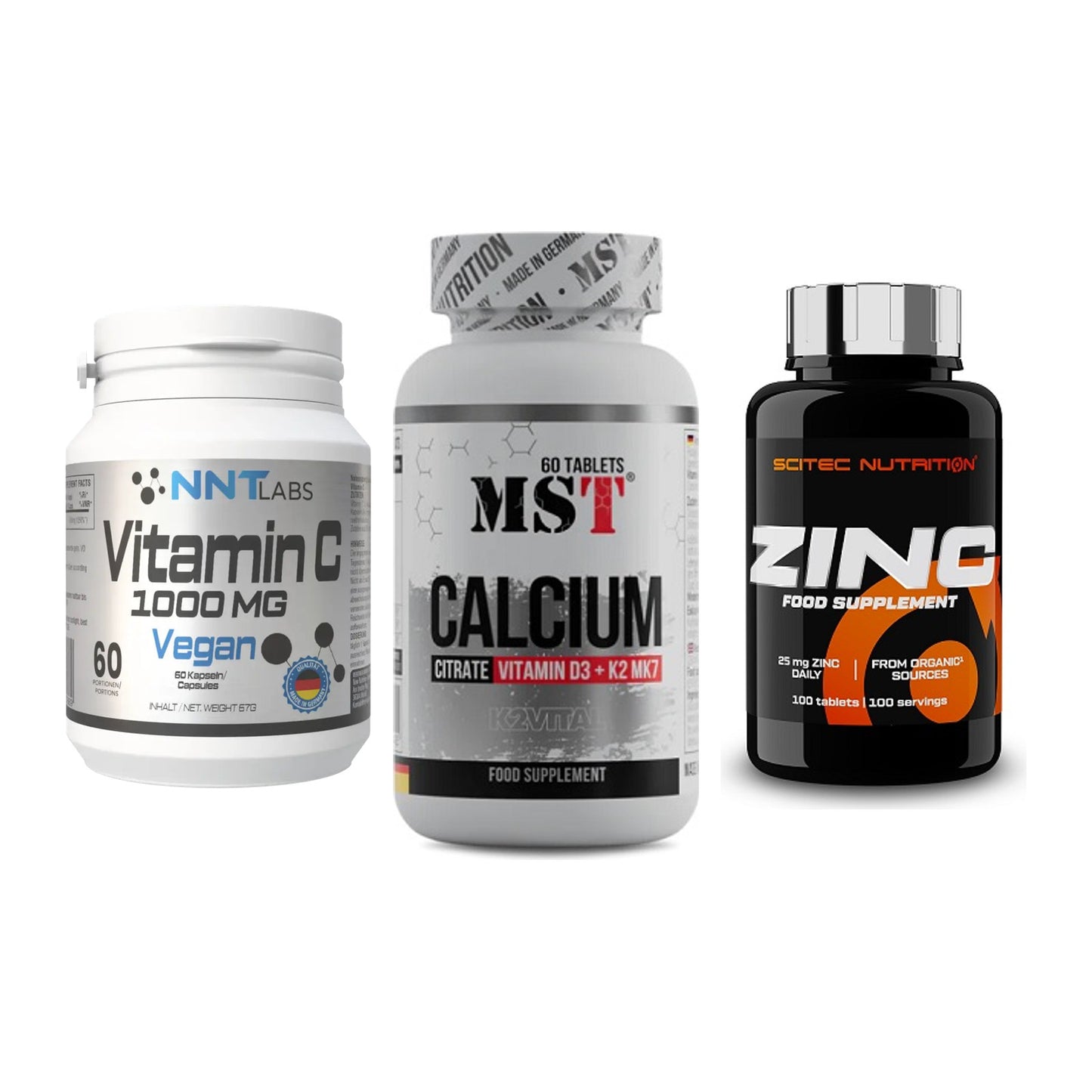 Immun-Set: NNT Vitamin C + MST Calcium + Scitec Zinc – alle enthaltenen Artikel