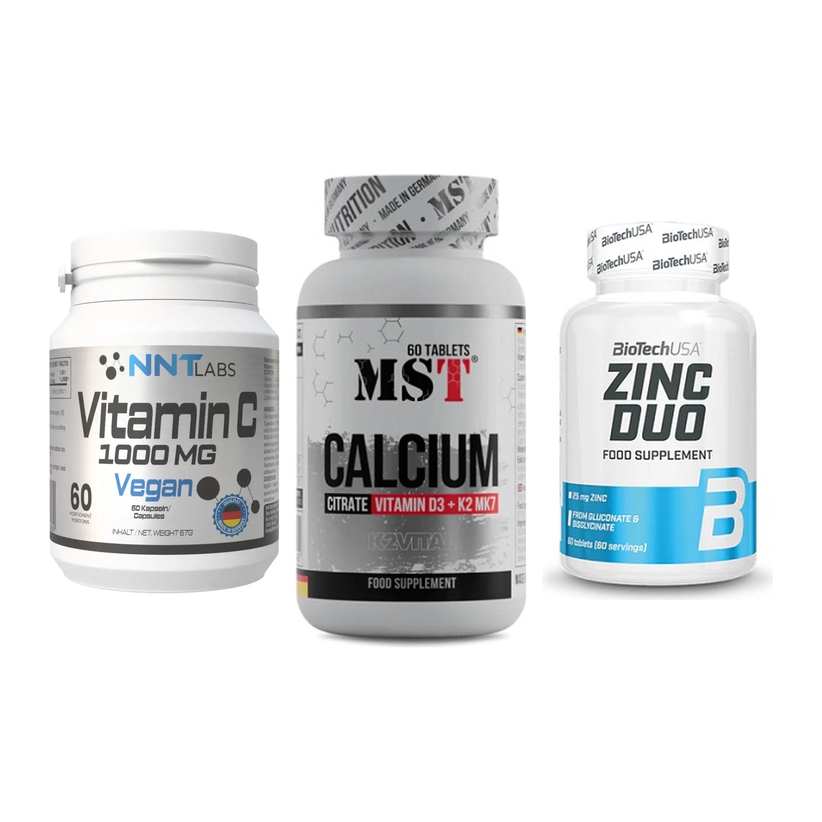Immun-Set: NNT Vitamin C + MST Calcium + BioTech Zinc Duo – alle enthaltenen Artikel