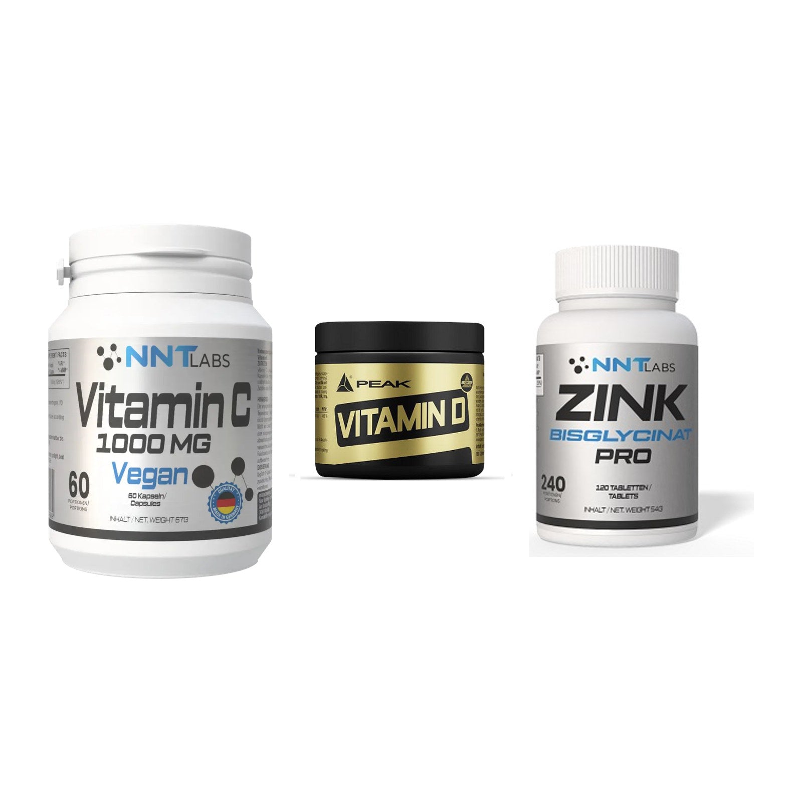 Immun-Set: NNT Vitamin C + Peak Vitamin D + NNT Zink 50mg – alle enthaltenen Artikel