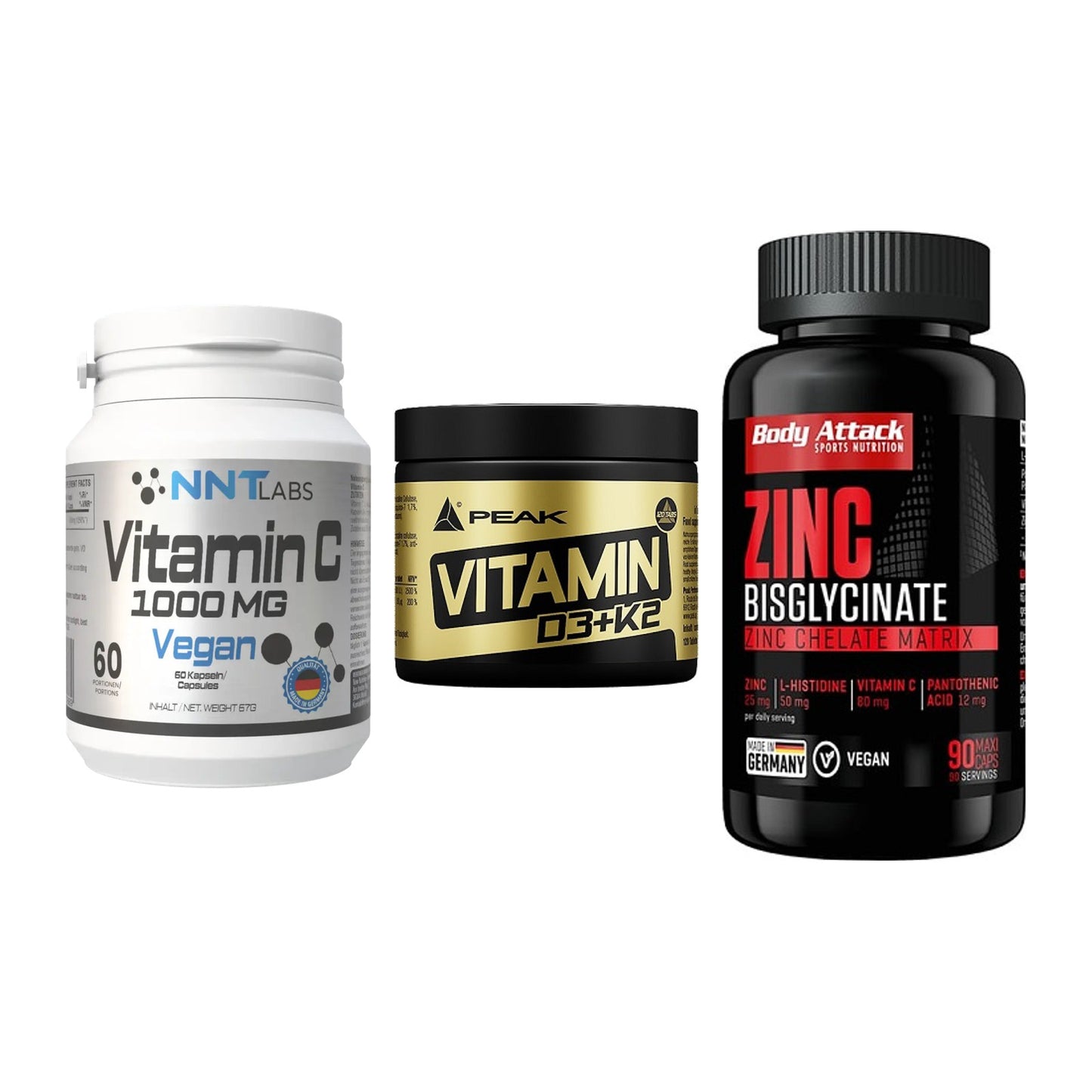 Immun-Set: NNT Vitamin C + Peak Vitamin + Body Attack Zink – alle enthaltenen Artikel