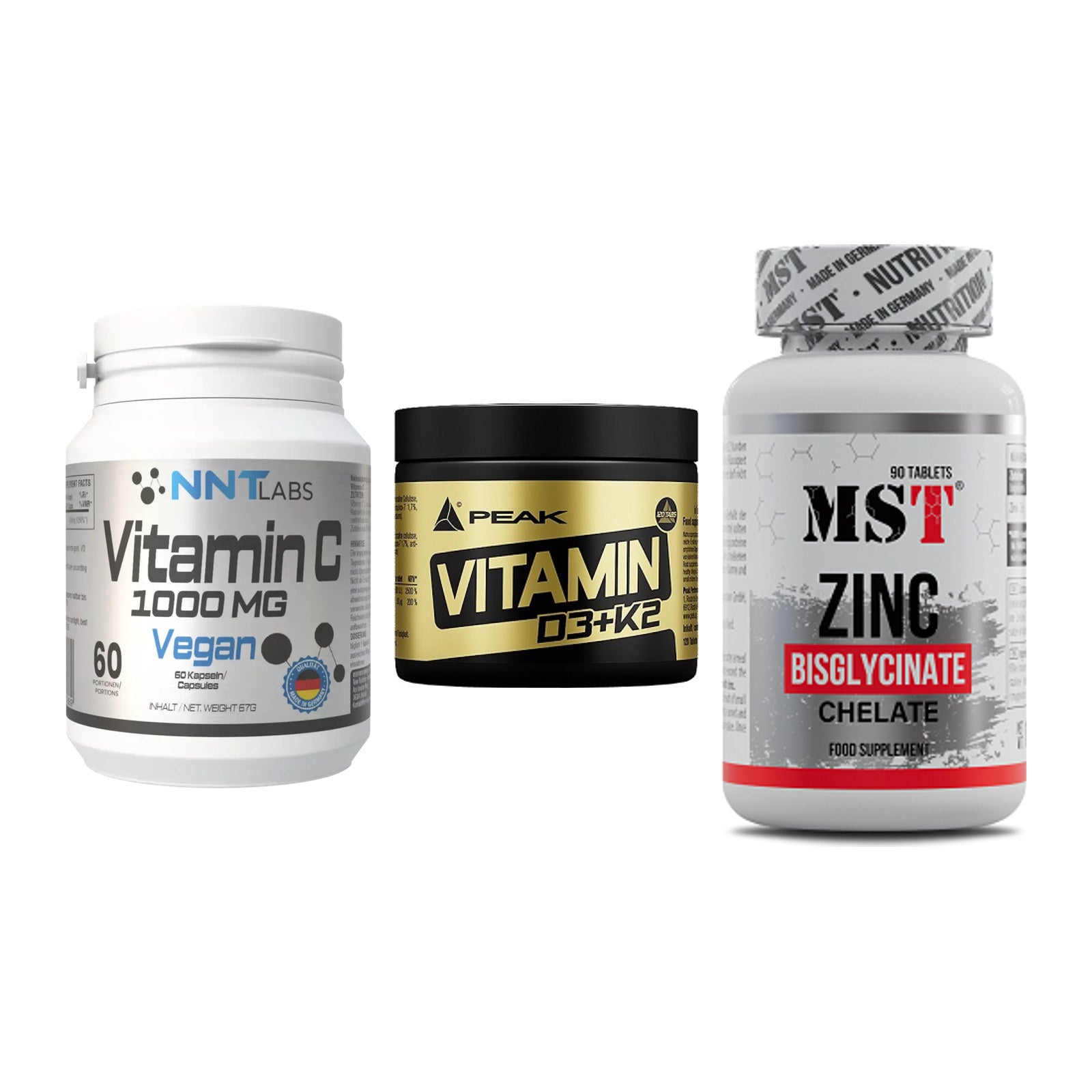 Immun-Set: NNT Vitamin C + Peak Vitamin + MST Zinc Chelate – alle enthaltenen Artikel