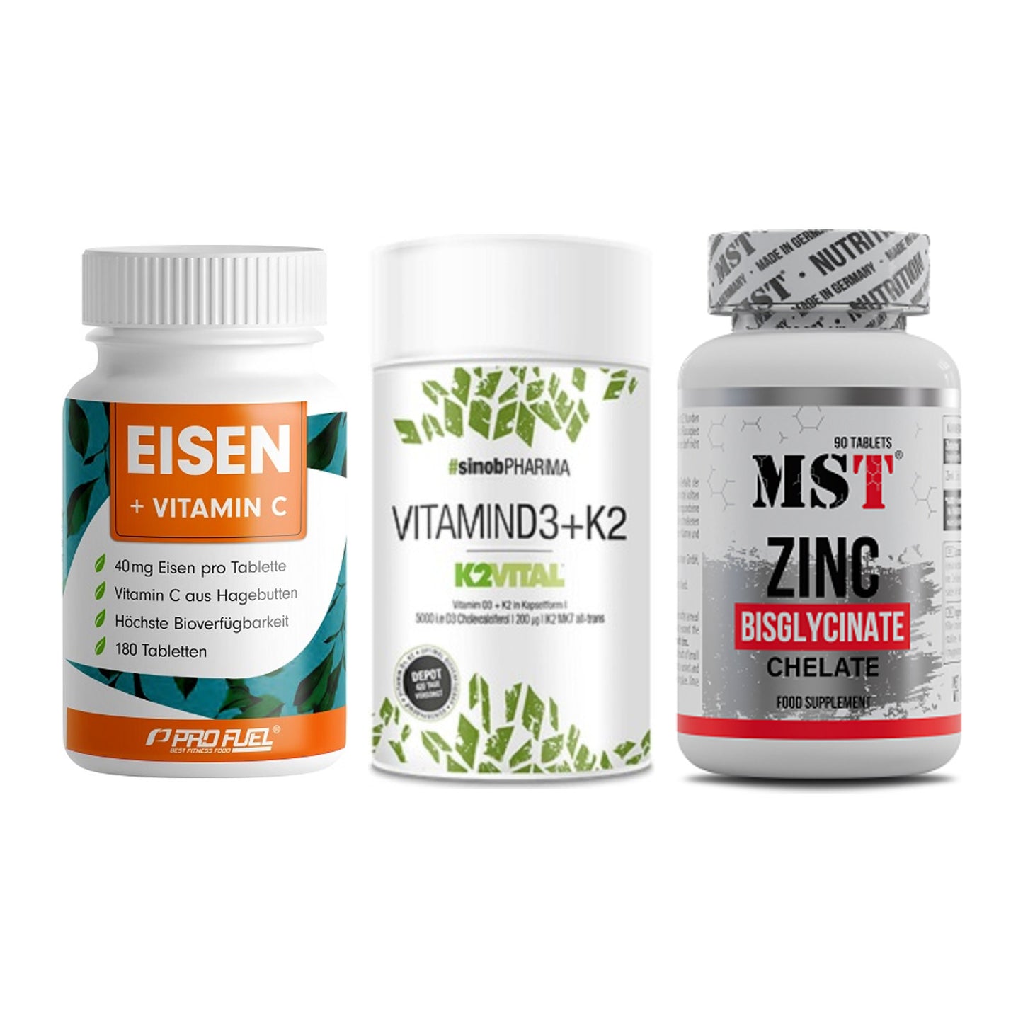 Immun-Set: ProFuel EISEN + Sinob Vitamin D3 + MST Zinc Chelate – alle enthaltenen Artikel