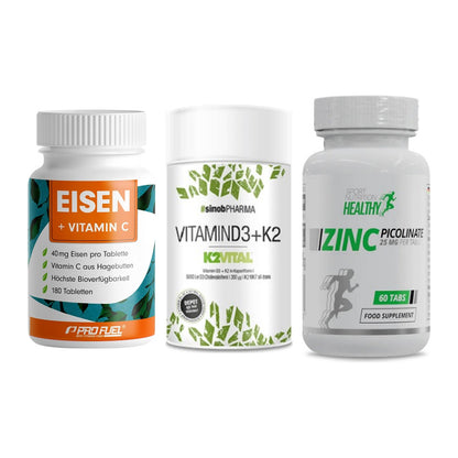 Immun-Set: ProFuel EISEN + Sinob Vitamin D3 + MST Healthy Zinc – alle enthaltenen Artikel