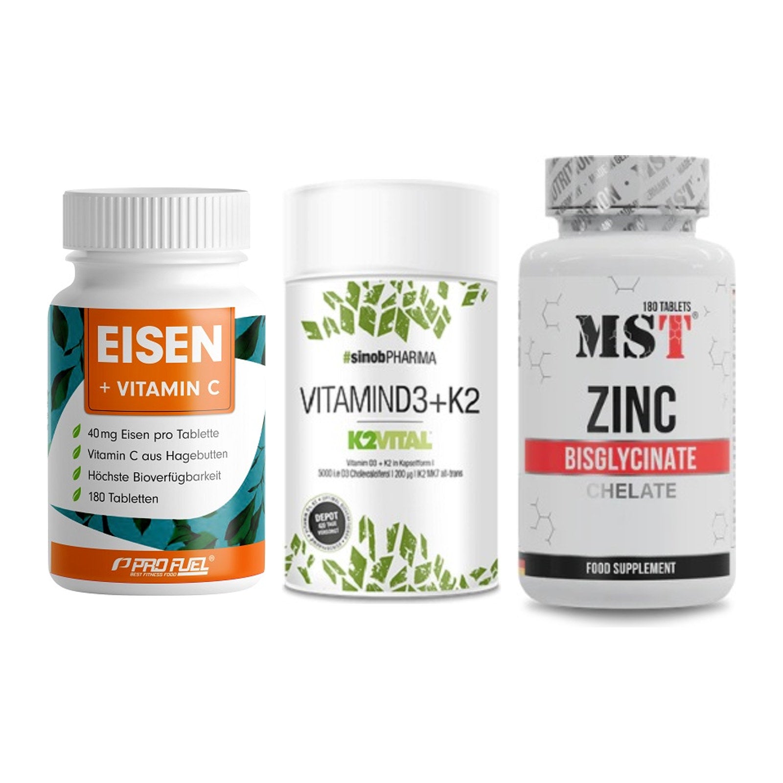 Immun-Set: ProFuel EISEN + Sinob Vitamin D3 + MST Zinc Chelate – alle enthaltenen Artikel
