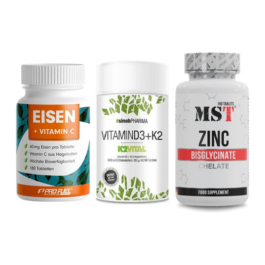 Immun-Set: ProFuel EISEN + Sinob Vitamin D3 + MST Zinc Chelate – alle enthaltenen Artikel