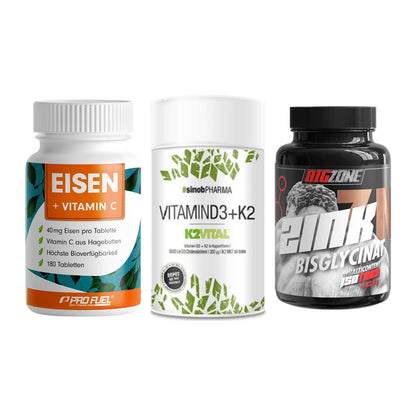 Immun-Set: ProFuel EISEN + Sinob Vitamin D3 + Big Zone Zink – alle enthaltenen Artikel