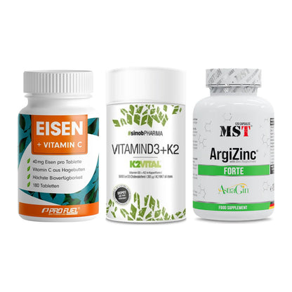 Immun-Set: ProFuel EISEN + Sinob Vitamin D3 + MST ArgiZinc – alle enthaltenen Artikel