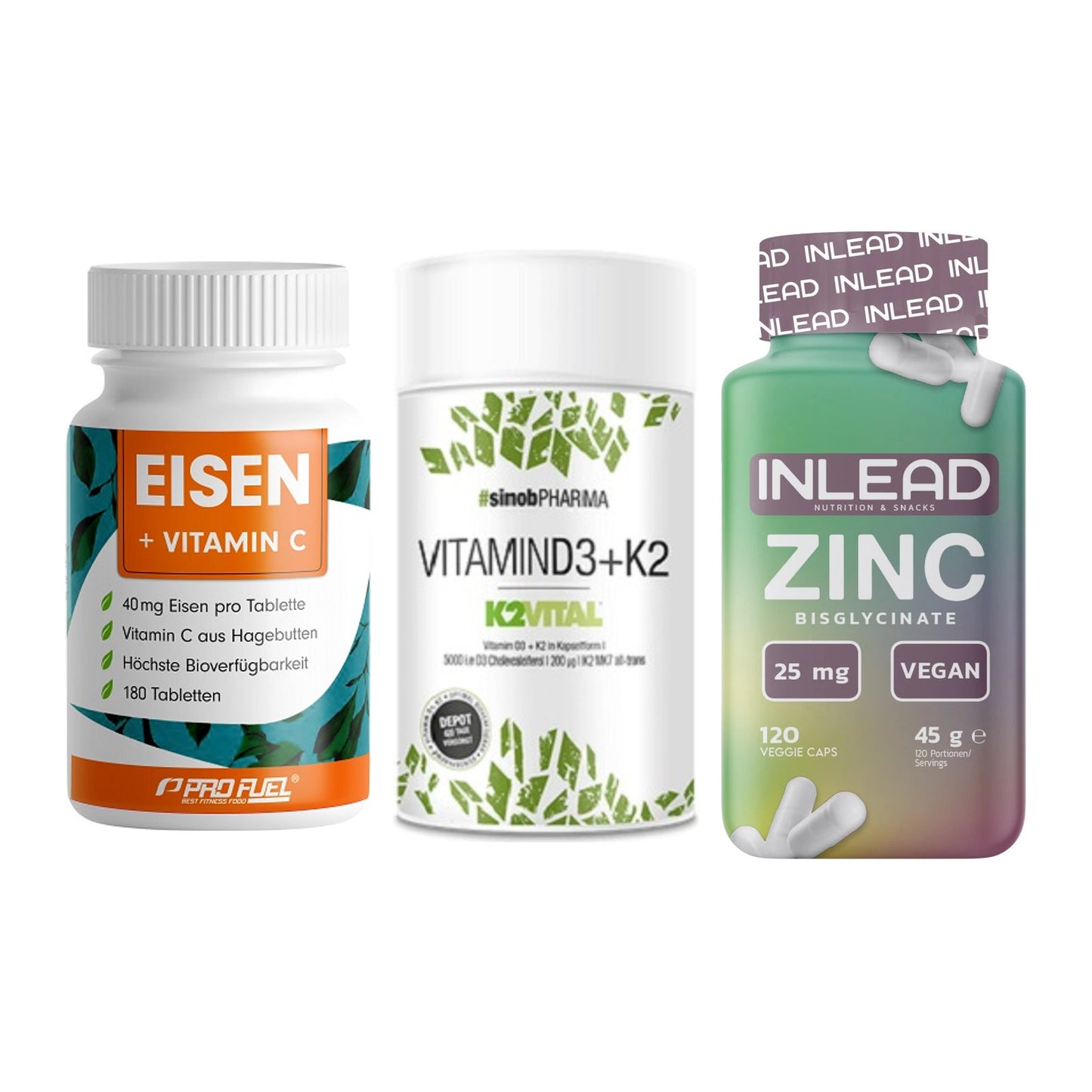 Immun-Set: ProFuel EISEN + Sinob Vitamin D3 + INLEAD Zink – alle enthaltenen Artikel