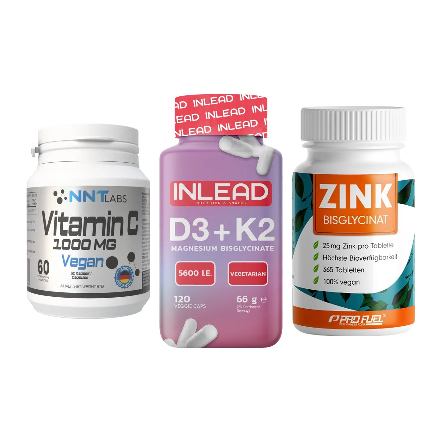 Immun-Set: NNT Vitamin C + INLEAD Vitamin D3 + ProFuel Zink – alle enthaltenen Artikel