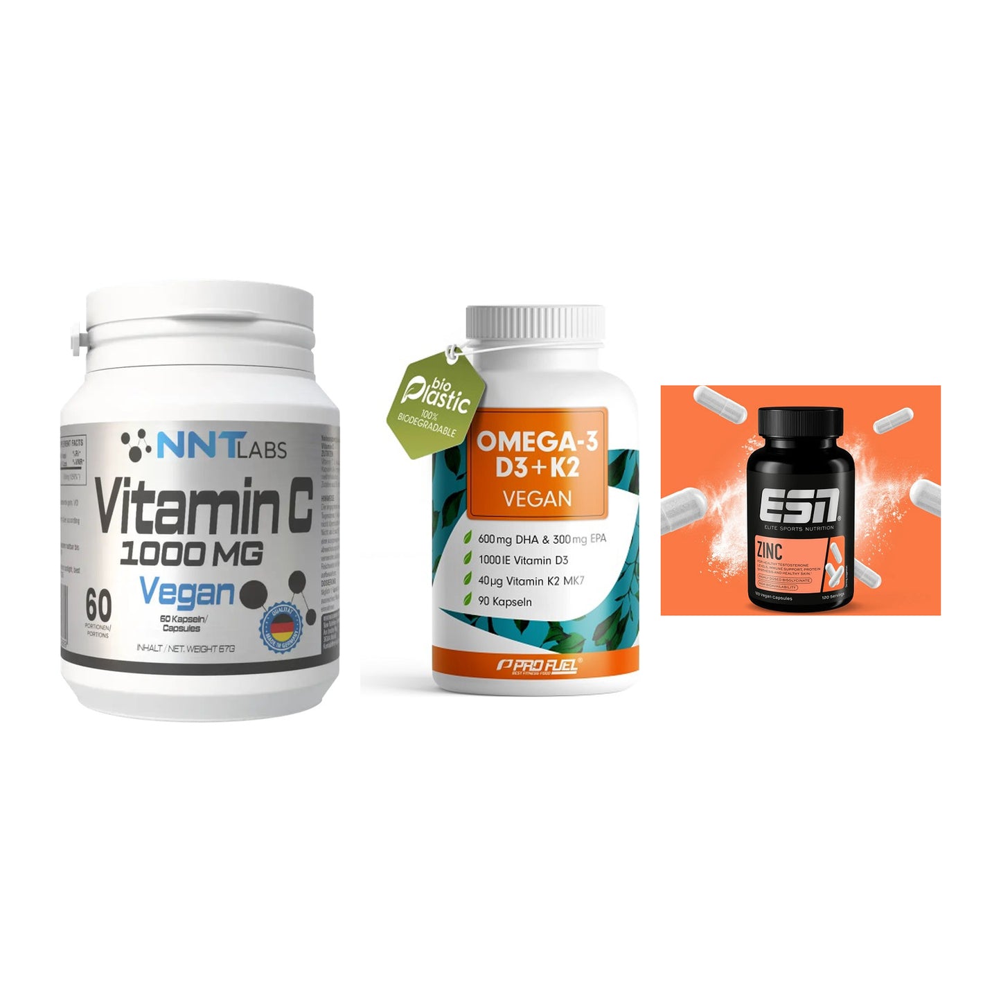 Immun-Set: NNT Vitamin C + ProFuel Omega 3 + ESN Zinc – alle enthaltenen Artikel