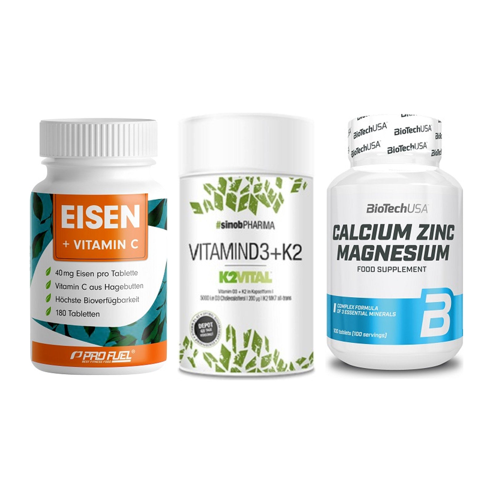 Immun-Set: ProFuel EISEN + Sinob Vitamin D3 + BioTech Calcium – alle enthaltenen Artikel