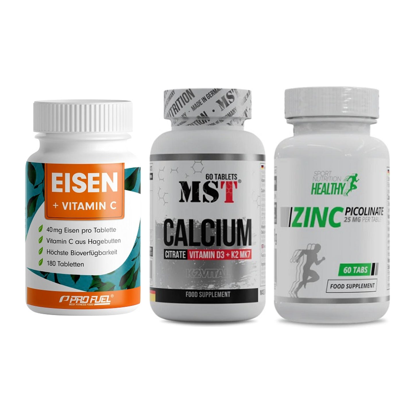 Immun-Set: ProFuel EISEN + MST Calcium + MST Healthy Zinc – alle enthaltenen Artikel