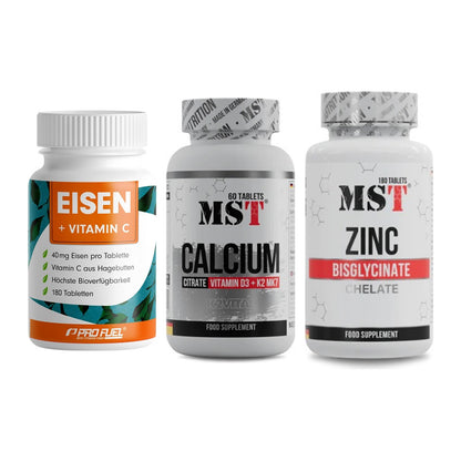 Immun-Set: ProFuel EISEN + MST Calcium + MST Zinc Chelate – alle enthaltenen Artikel