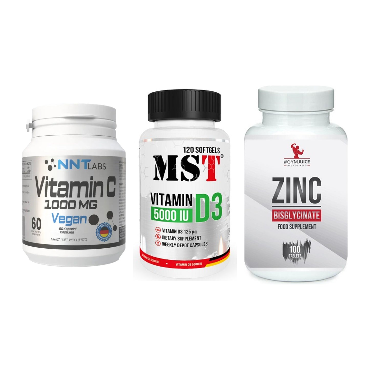 Immun-Set: NNT Vitamin C + MST Vitamin D3 + #GYMJUICE ZINC – alle enthaltenen Artikel