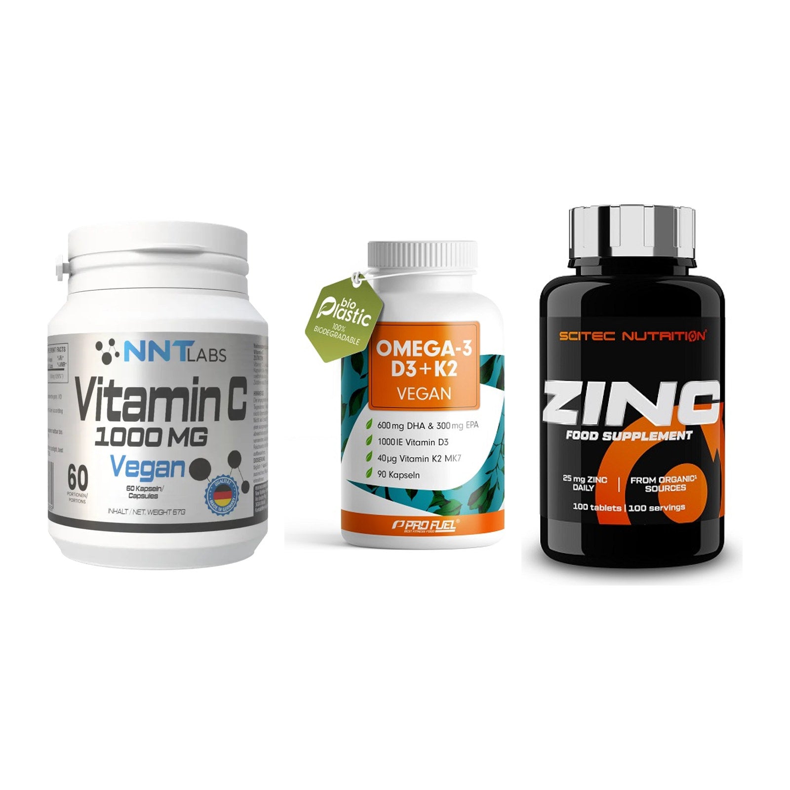 Immun-Set: NNT Vitamin C + ProFuel Omega 3 + Scitec Zinc – alle enthaltenen Artikel