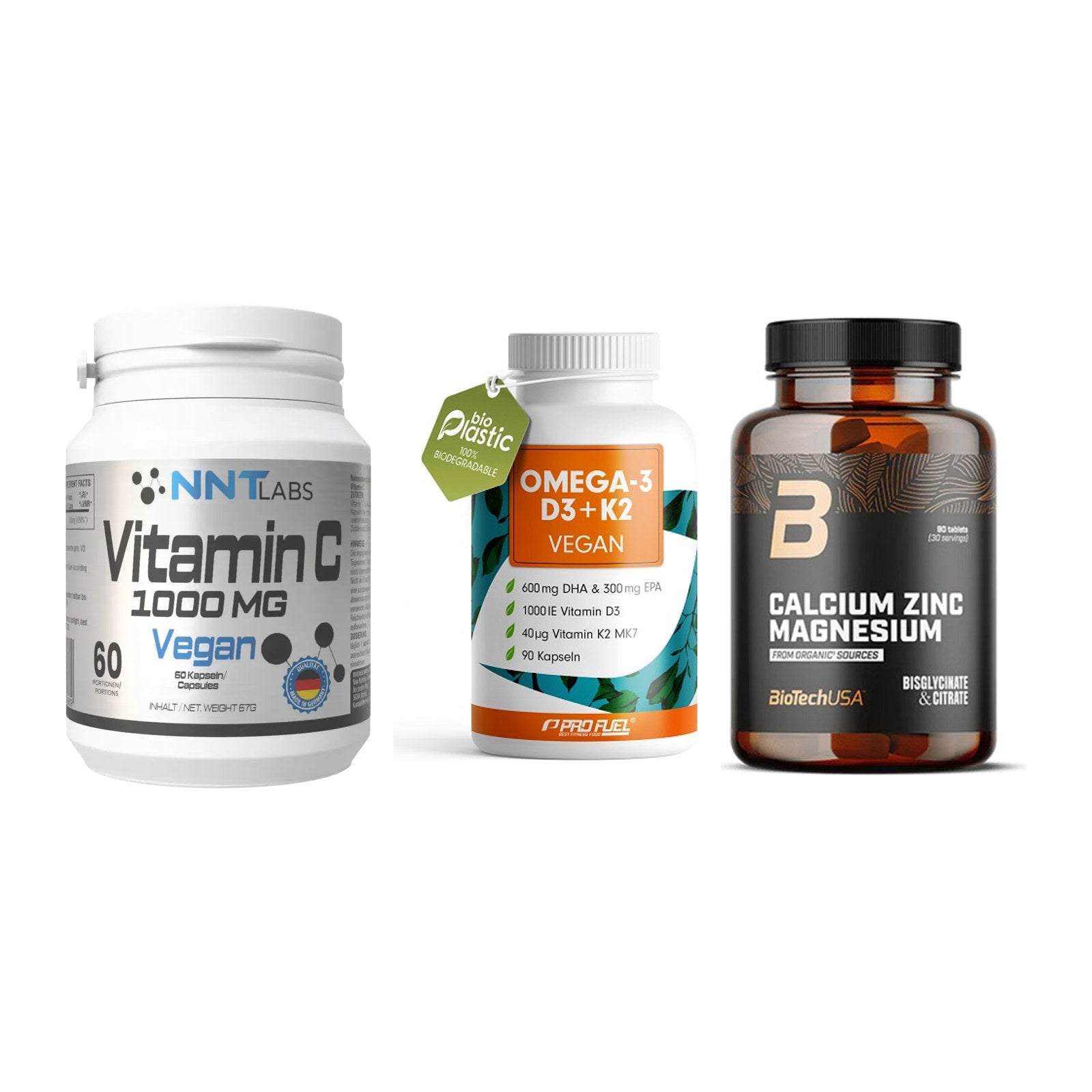 Immun-Set: NNT Vitamin C + ProFuel Omega 3 + BioTech Calcium – alle enthaltenen Artikel