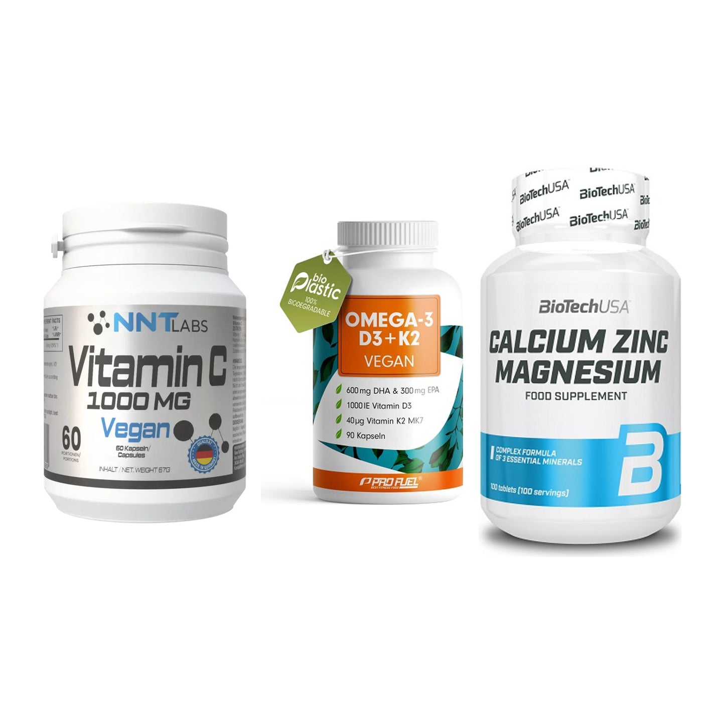 Immun-Set: NNT Vitamin C + ProFuel Omega 3 + BioTech Calcium – alle enthaltenen Artikel