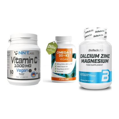 Immun-Set: NNT Vitamin C + ProFuel Omega 3 + BioTech Calcium – alle enthaltenen Artikel