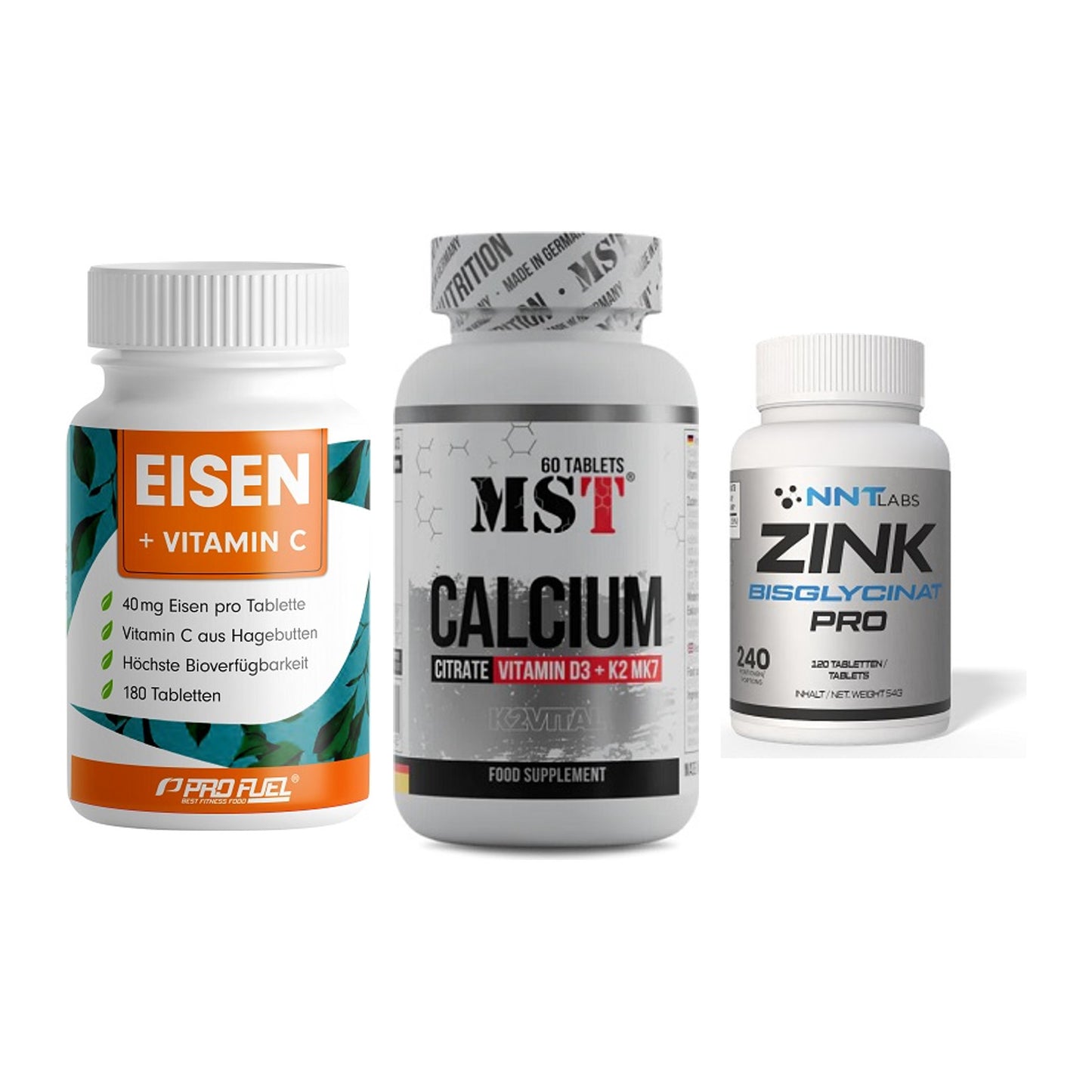 Immun-Set: ProFuel EISEN + MST Calcium + NNT Zink 50mg – alle enthaltenen Artikel