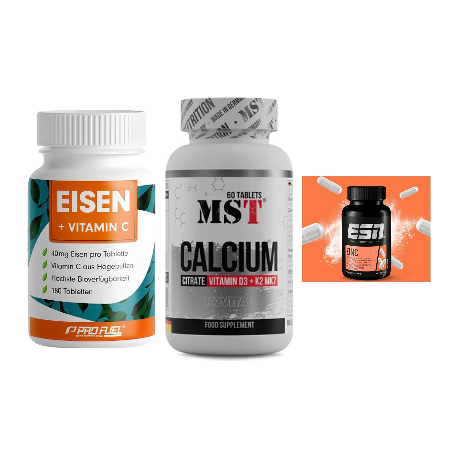 Immun-Set: ProFuel EISEN + MST Calcium + ESN Zinc – alle enthaltenen Artikel