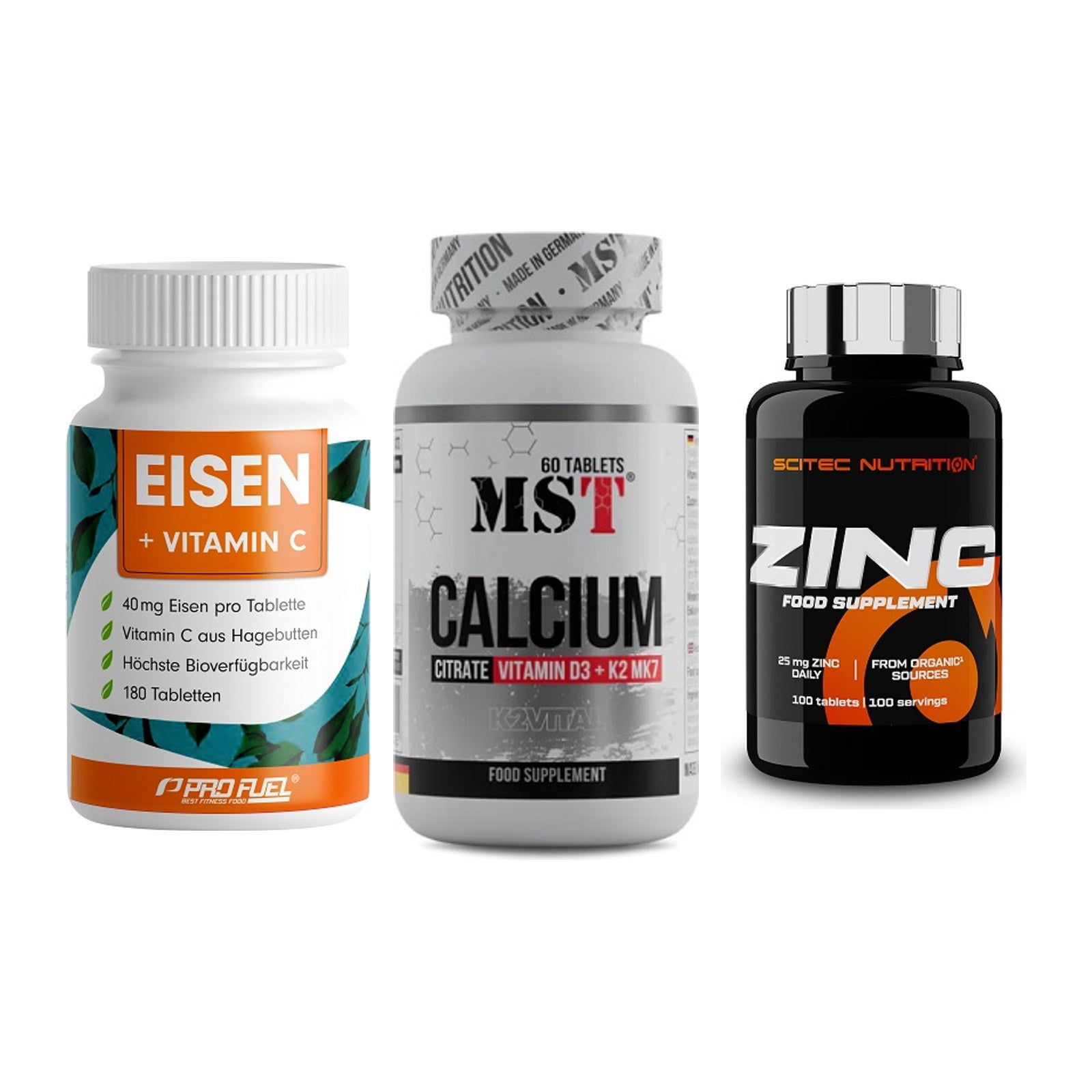 Immun-Set: ProFuel EISEN + MST Calcium + Scitec Zinc – alle enthaltenen Artikel