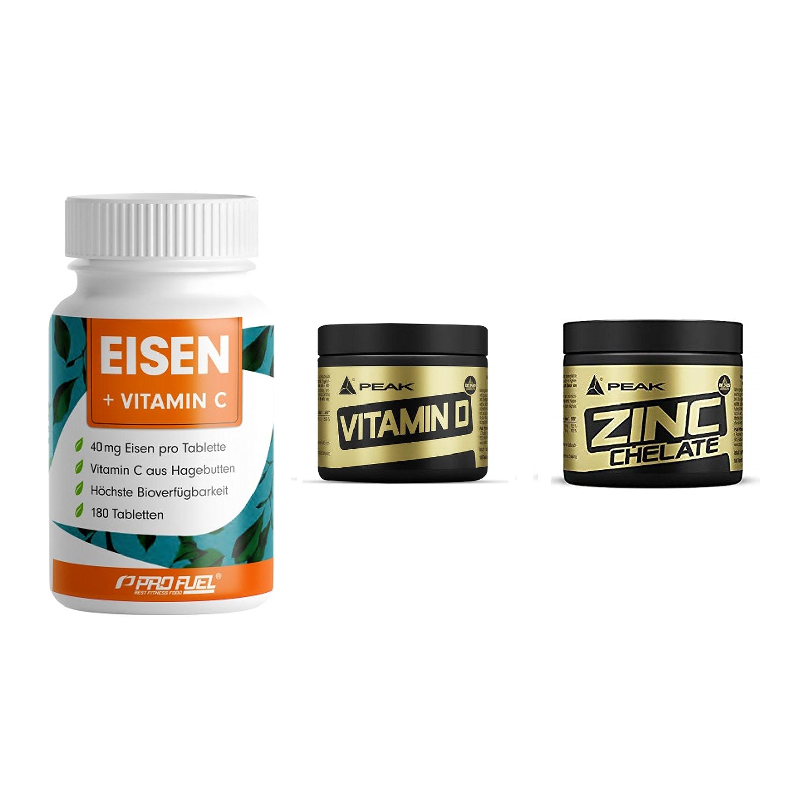 Immun-Set: ProFuel EISEN + Peak Vitamin D + Peak Zink Chelat – alle enthaltenen Artikel