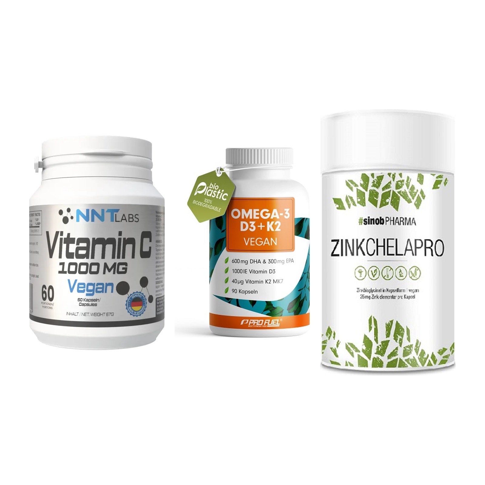 Immun-Set: NNT Vitamin C + ProFuel Omega 3 + Sinob Zink – alle enthaltenen Artikel