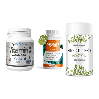 Immun-Set: NNT Vitamin C + ProFuel Omega 3 + Sinob Zink – alle enthaltenen Artikel