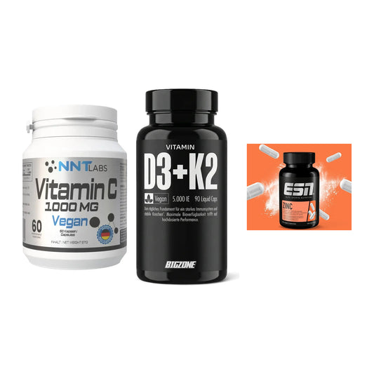 Immun-Set: NNT Vitamin C 1000 mg + Big Zone Vitamin D3 + K2 + ESN Zinc – alle enthaltenen Artikel