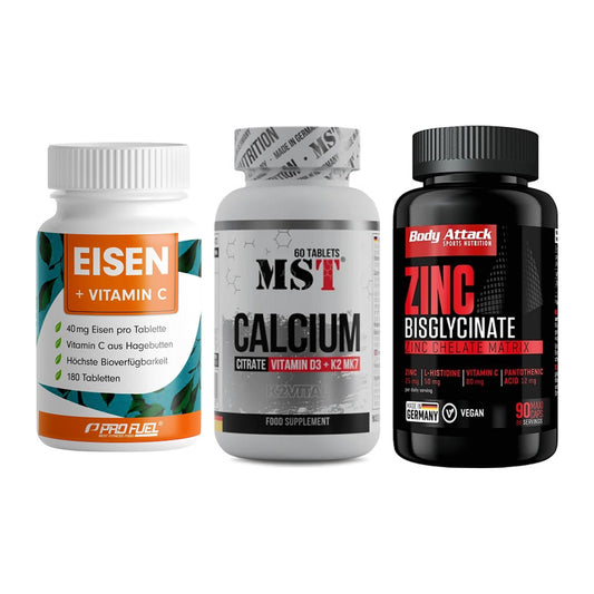 Immun-Set: ProFuel EISEN + MST Calcium + Body Attack Zink – alle enthaltenen Artikel