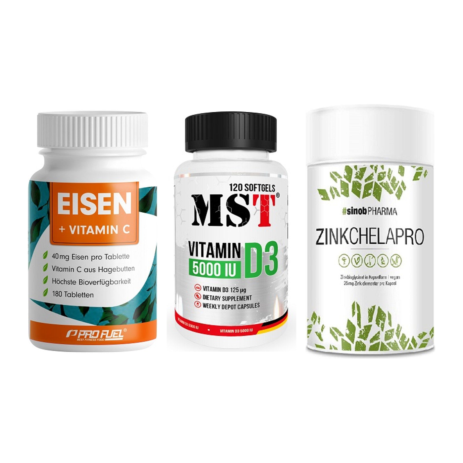 Immun-Set: ProFuel EISEN + MST Vitamin D3 + Sinob Zink – alle enthaltenen Artikel