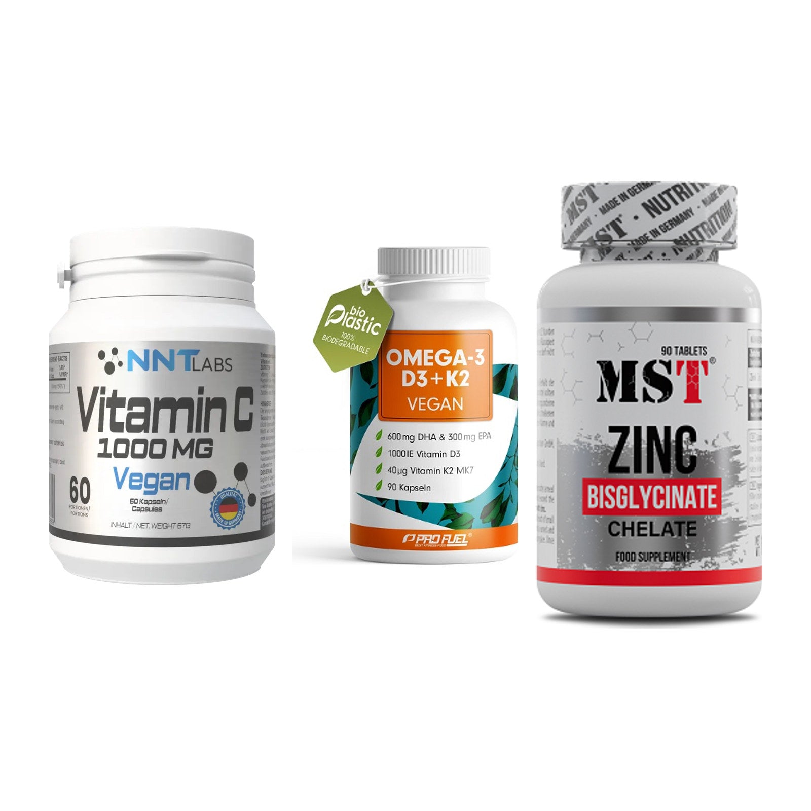 Immun-Set: NNT Vitamin C + ProFuel Omega 3 + MST Zinc Chelate – alle enthaltenen Artikel