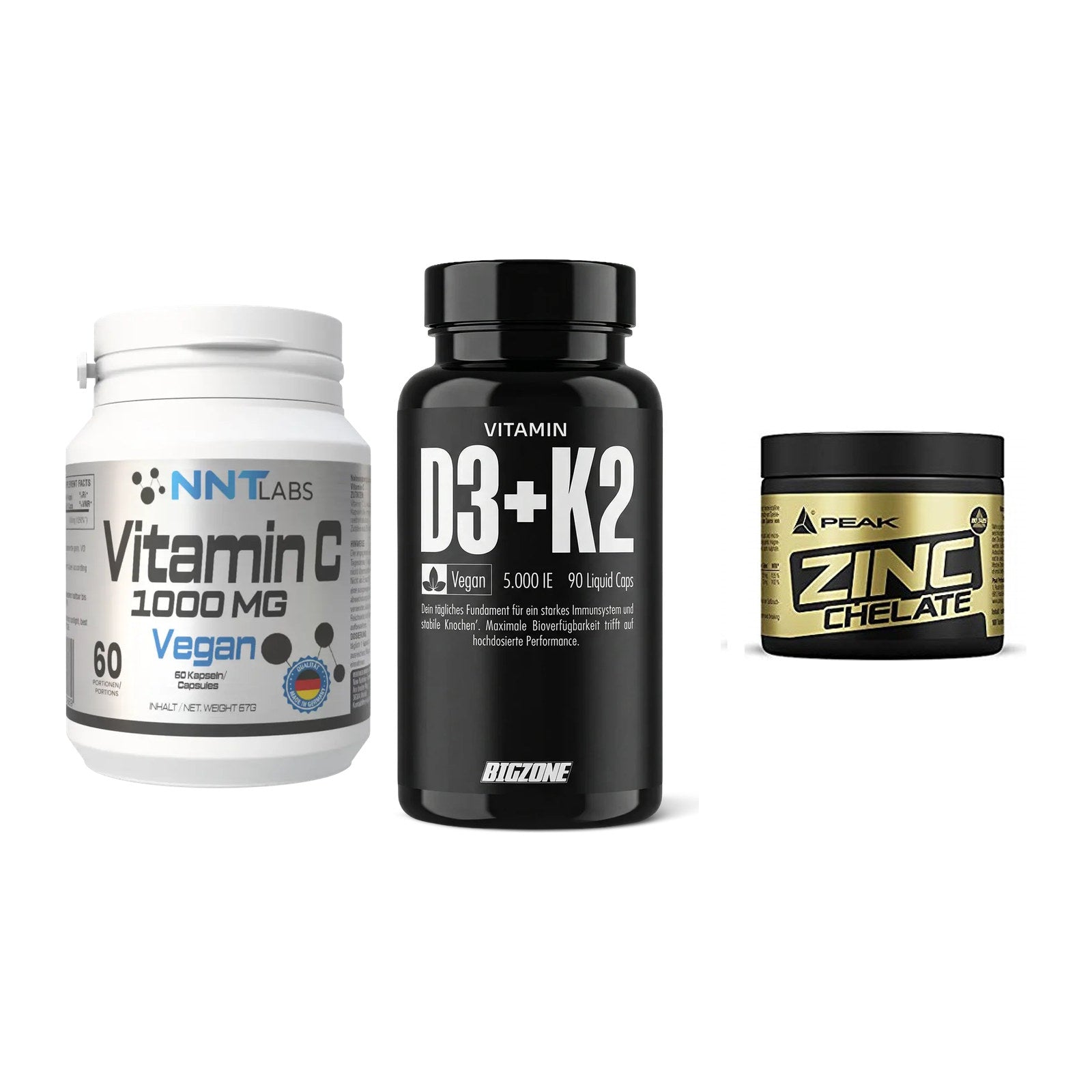 Immun-Set: NNT Vitamin C + Big Zone Vitamin + Peak Zink Chelat – alle enthaltenen Artikel