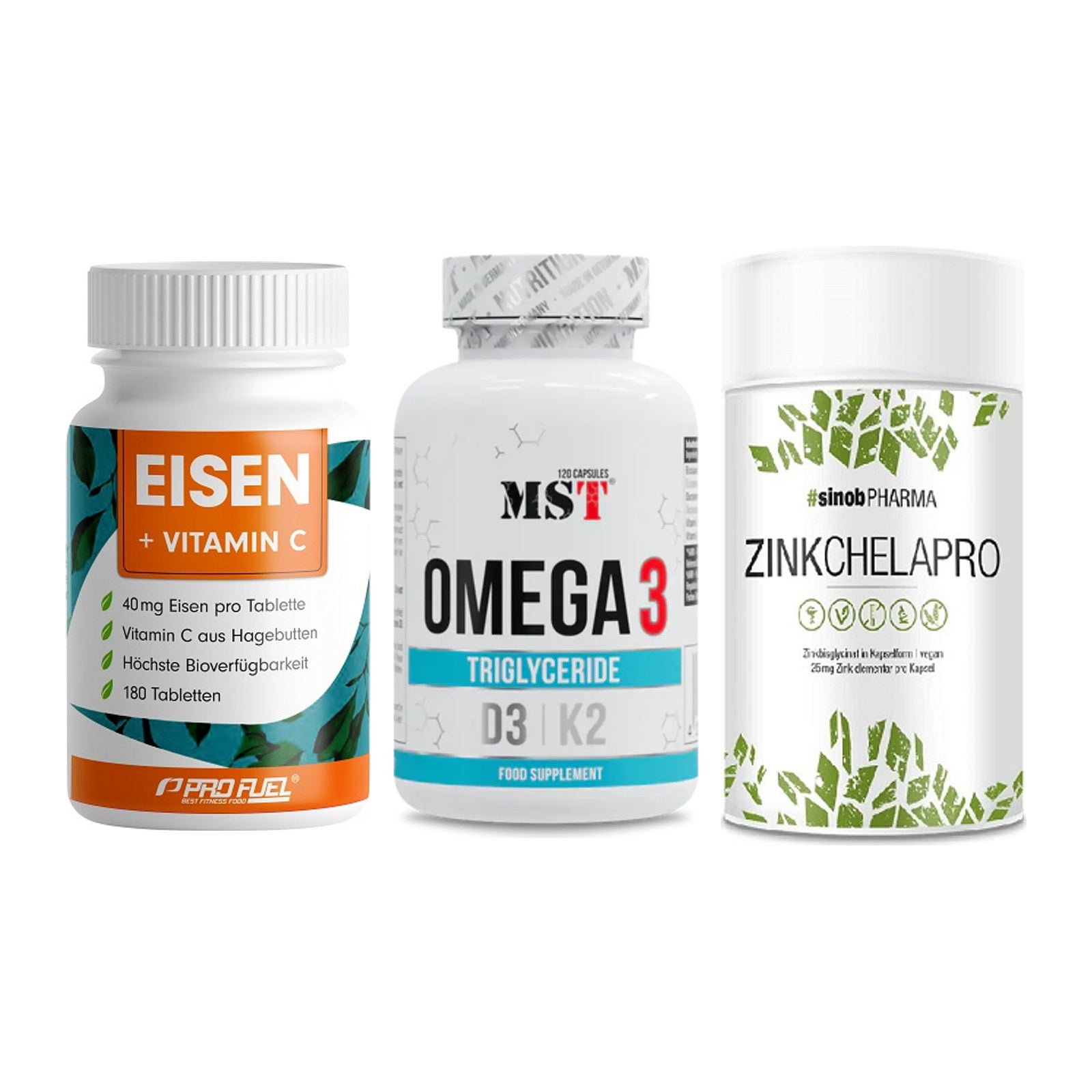 Immun-Set: ProFuel EISEN + MST Omega 3 500 + Sinob Zink – alle enthaltenen Artikel