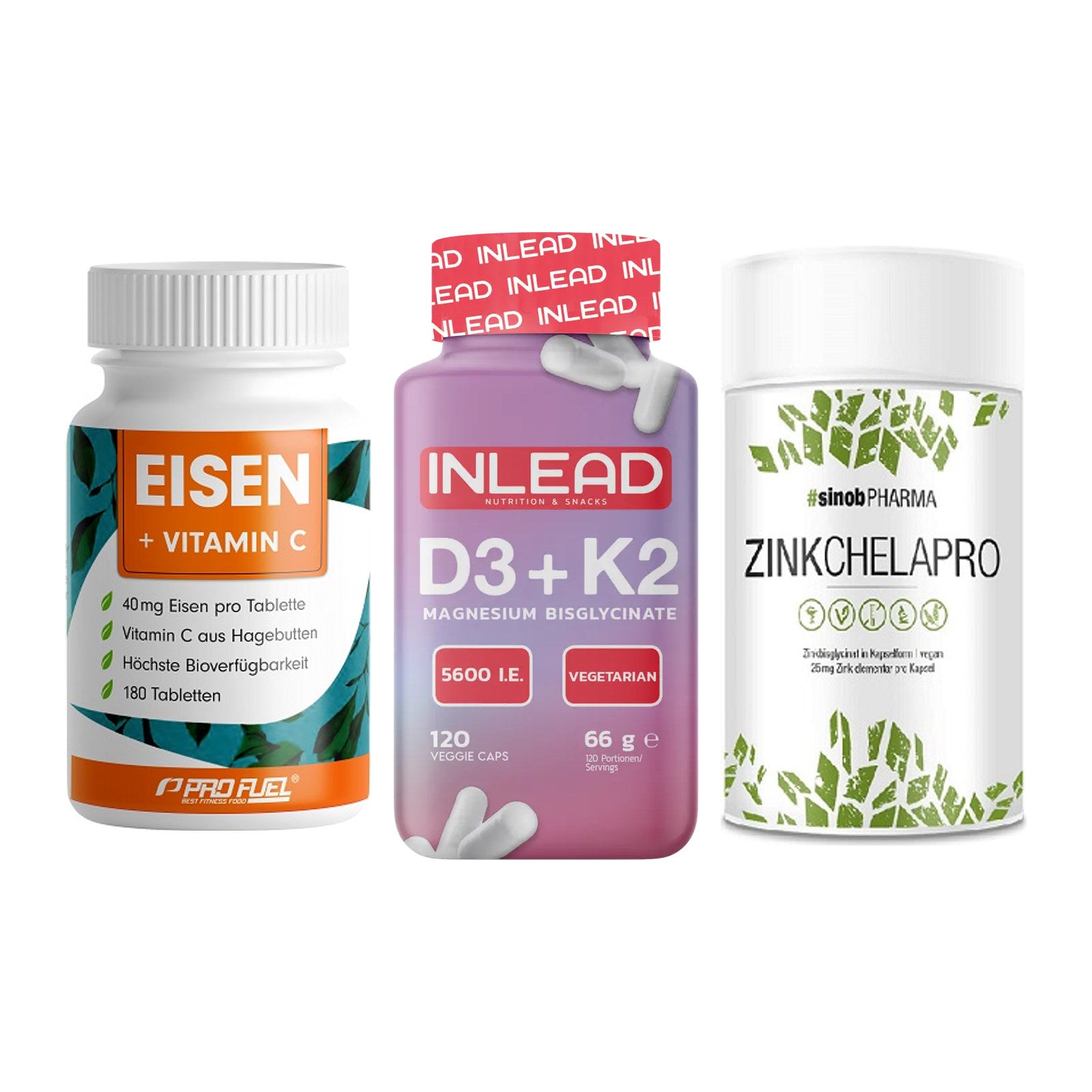 Immun-Set: ProFuel EISEN + INLEAD Vitamin D3 + Sinob Zink – alle enthaltenen Artikel