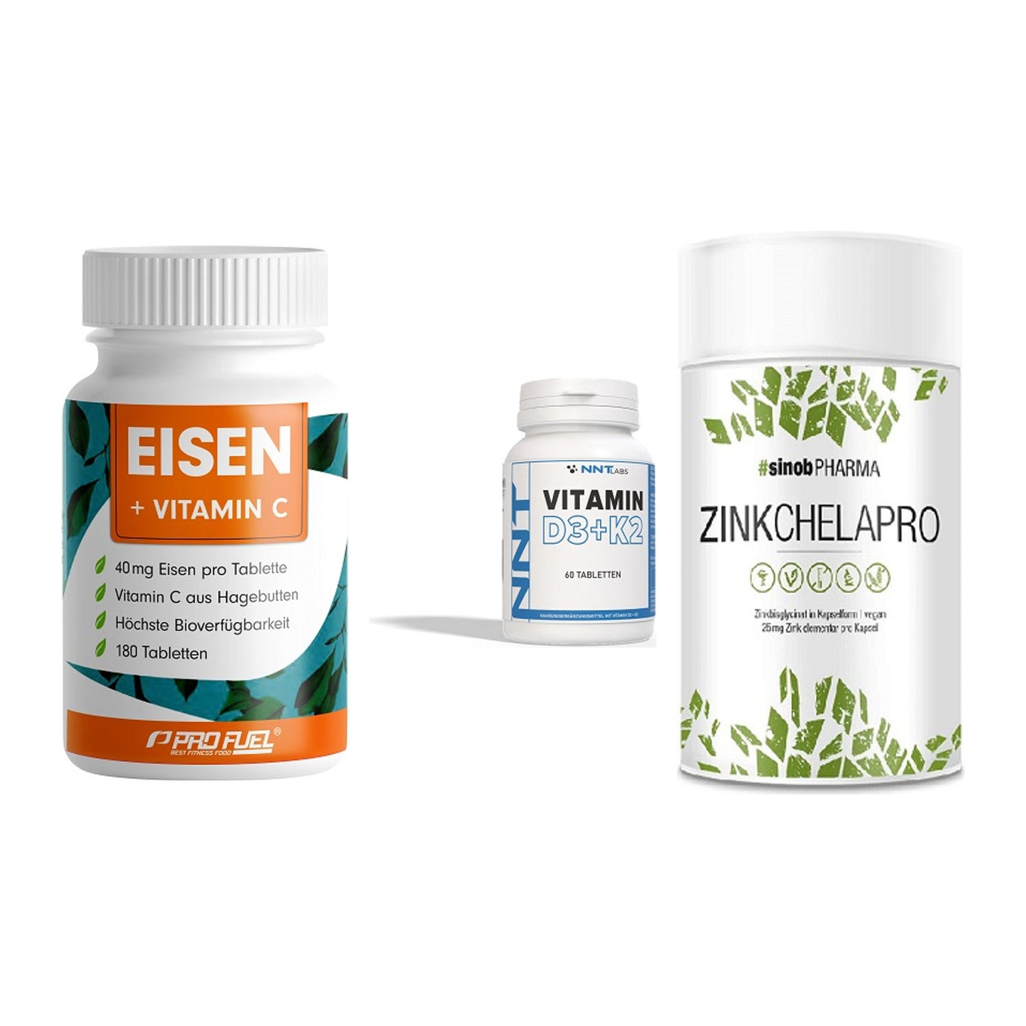 Immun-Set: ProFuel EISEN + NNT Vitamin D3+K2 + Sinob Zink – alle enthaltenen Artikel