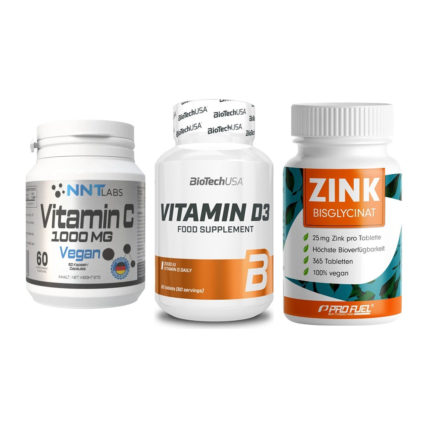 Immun-Set: NNT Vitamin C + BioTech Vitamin + ProFuel Zink – alle enthaltenen Artikel