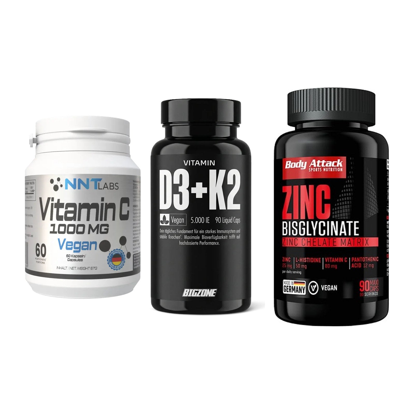 Immun-Set: NNT Vitamin C + Big Zone Vitamin + Body Attack Zink – alle enthaltenen Artikel