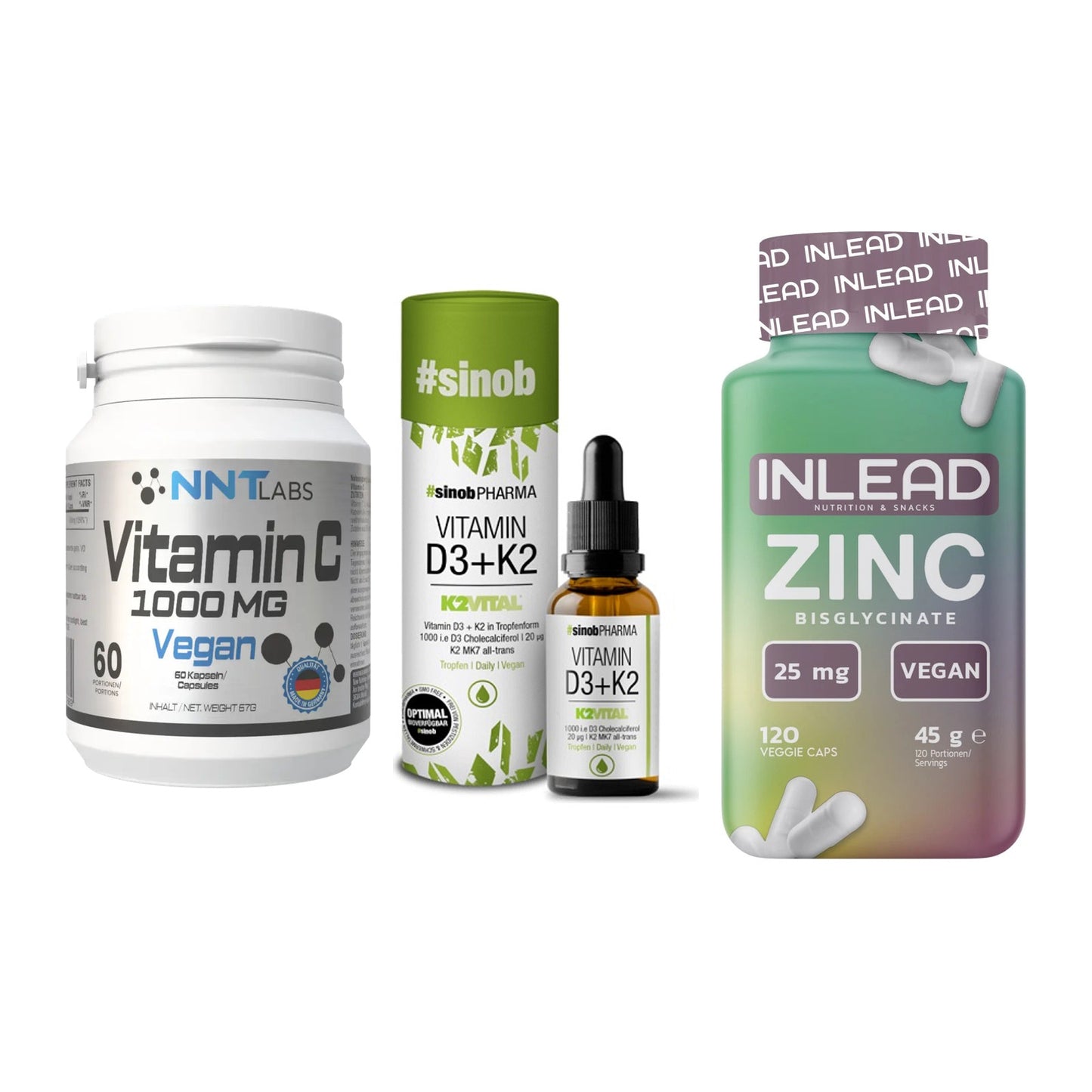 Immun-Set: NNT Vitamin C + Sinob Vitamin D3 + INLEAD Zink – alle enthaltenen Artikel