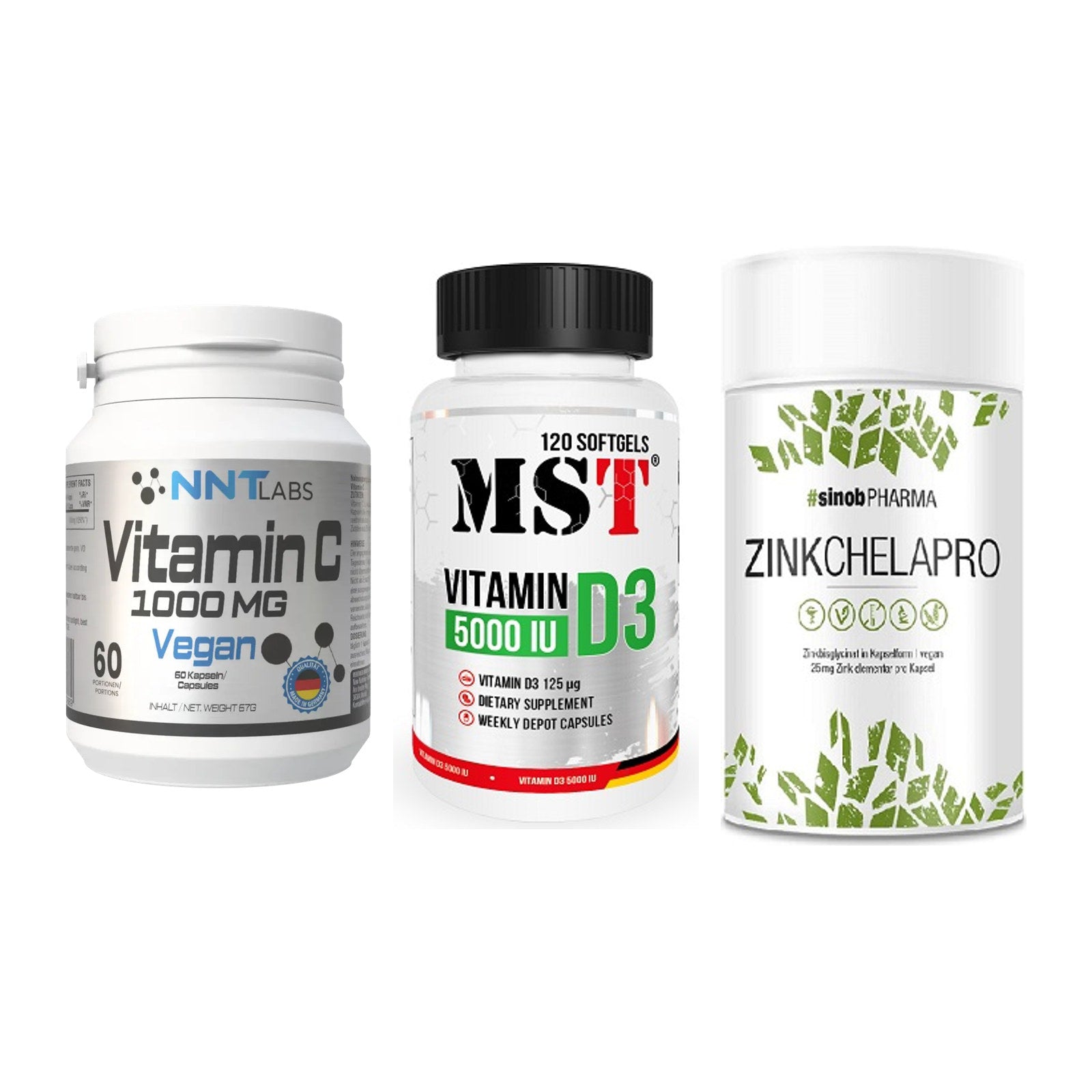 Immun-Set: NNT Vitamin C + MST Vitamin D3 + Sinob Zink – alle enthaltenen Artikel