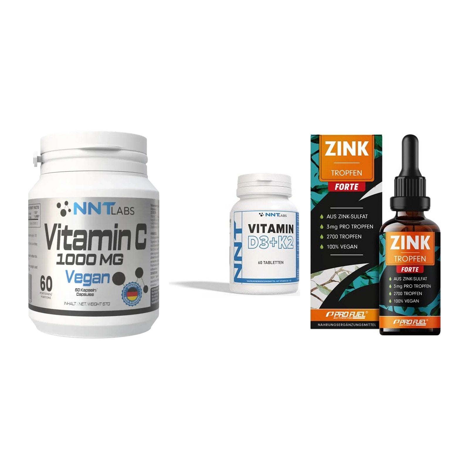 Immun-Set: NNT Vitamin C + NNT Vitamin D3+K2 + ProFuel Zink – alle enthaltenen Artikel