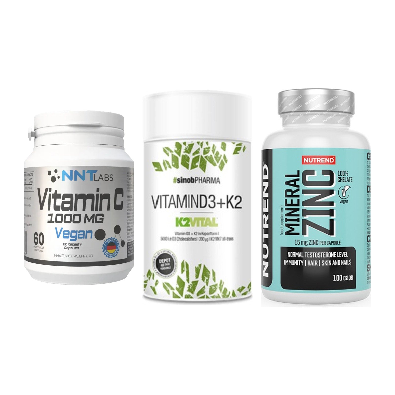 Immun-Set: NNT Vitamin C + Sinob Vitamin D3 + Nutrend Zinc – alle enthaltenen Artikel