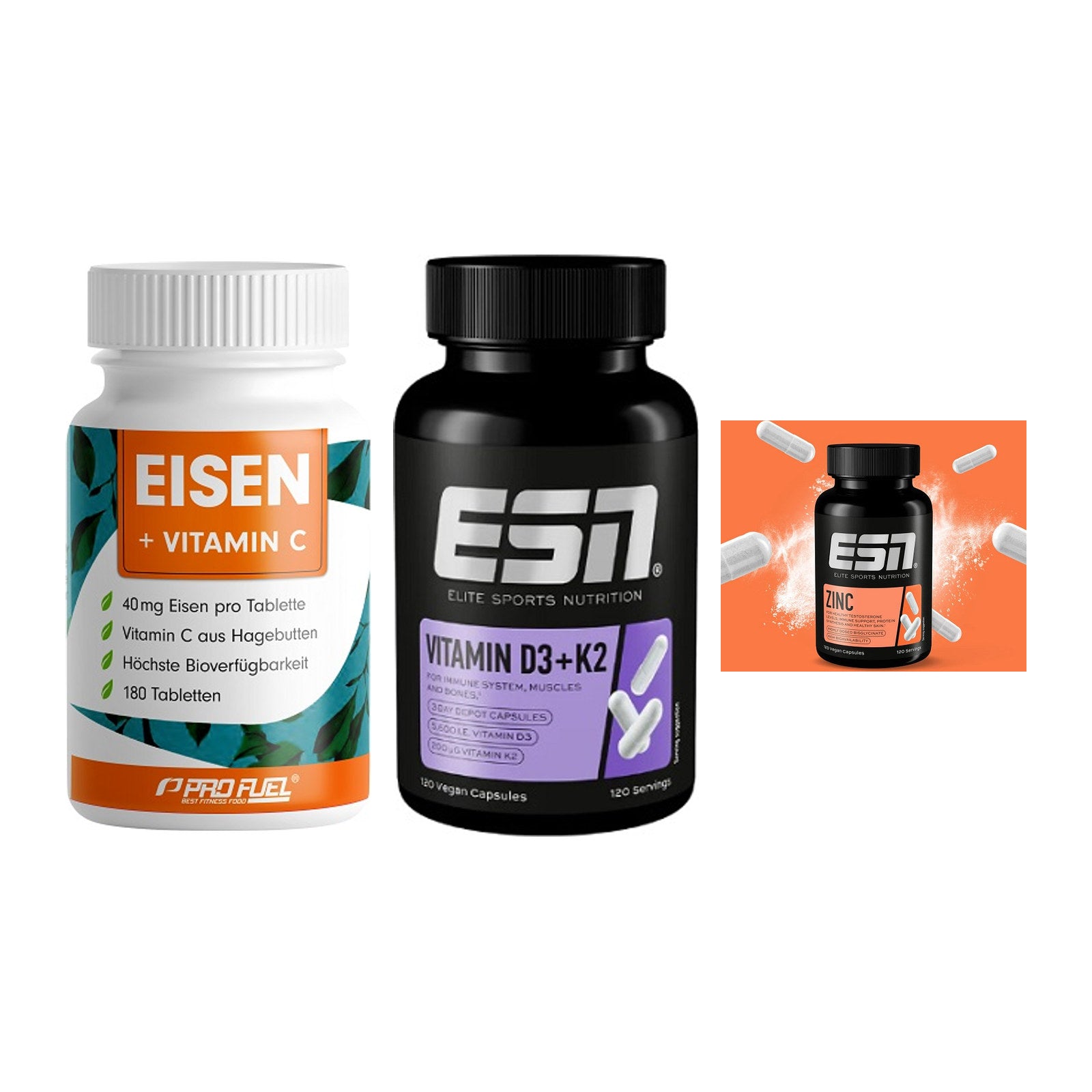 Immun-Set: ProFuel EISEN + ESN Vitamin D3 + ESN Zinc – alle enthaltenen Artikel