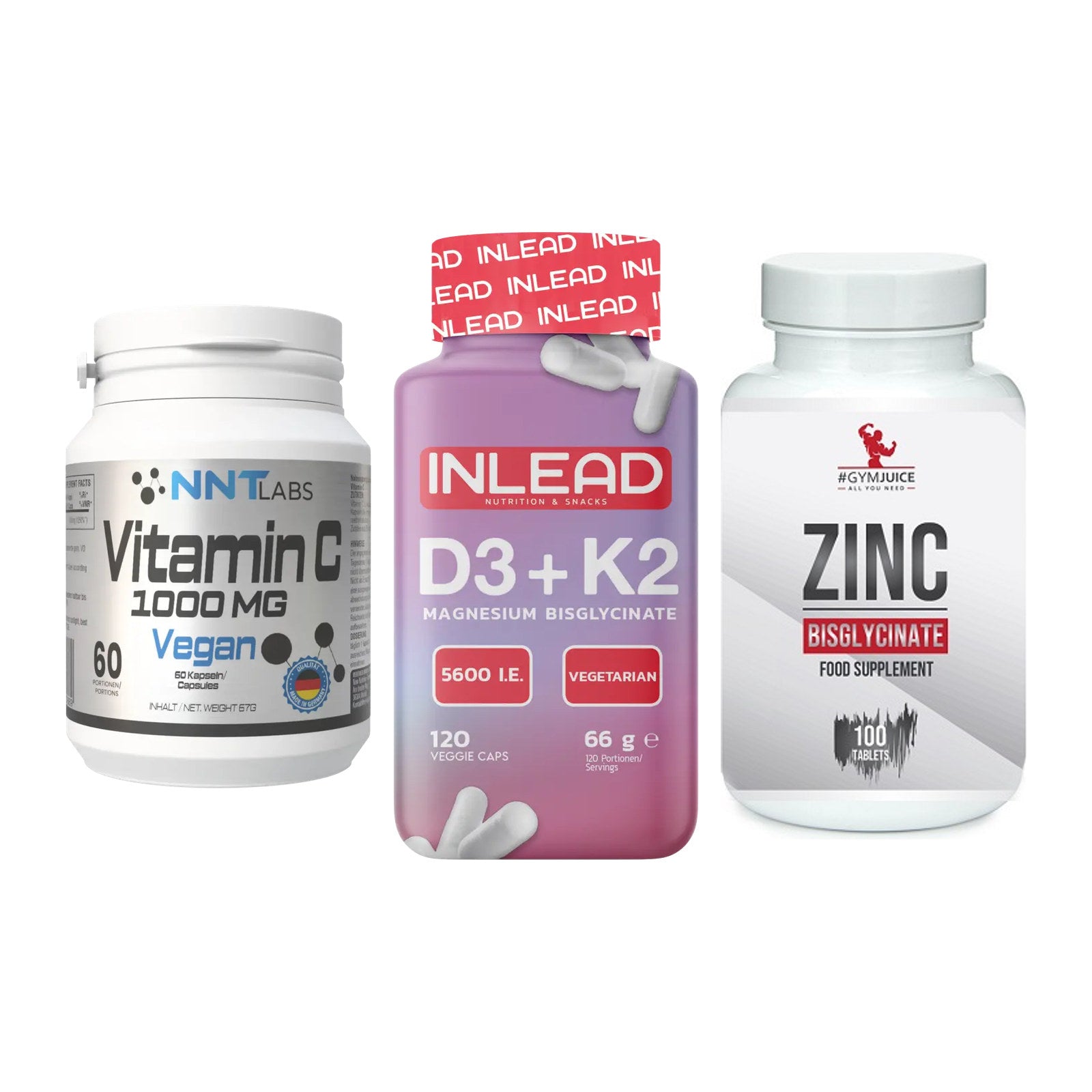 Immun-Set: NNT Vitamin C + INLEAD Vitamin D3 + #GYMJUICE ZINC – alle enthaltenen Artikel