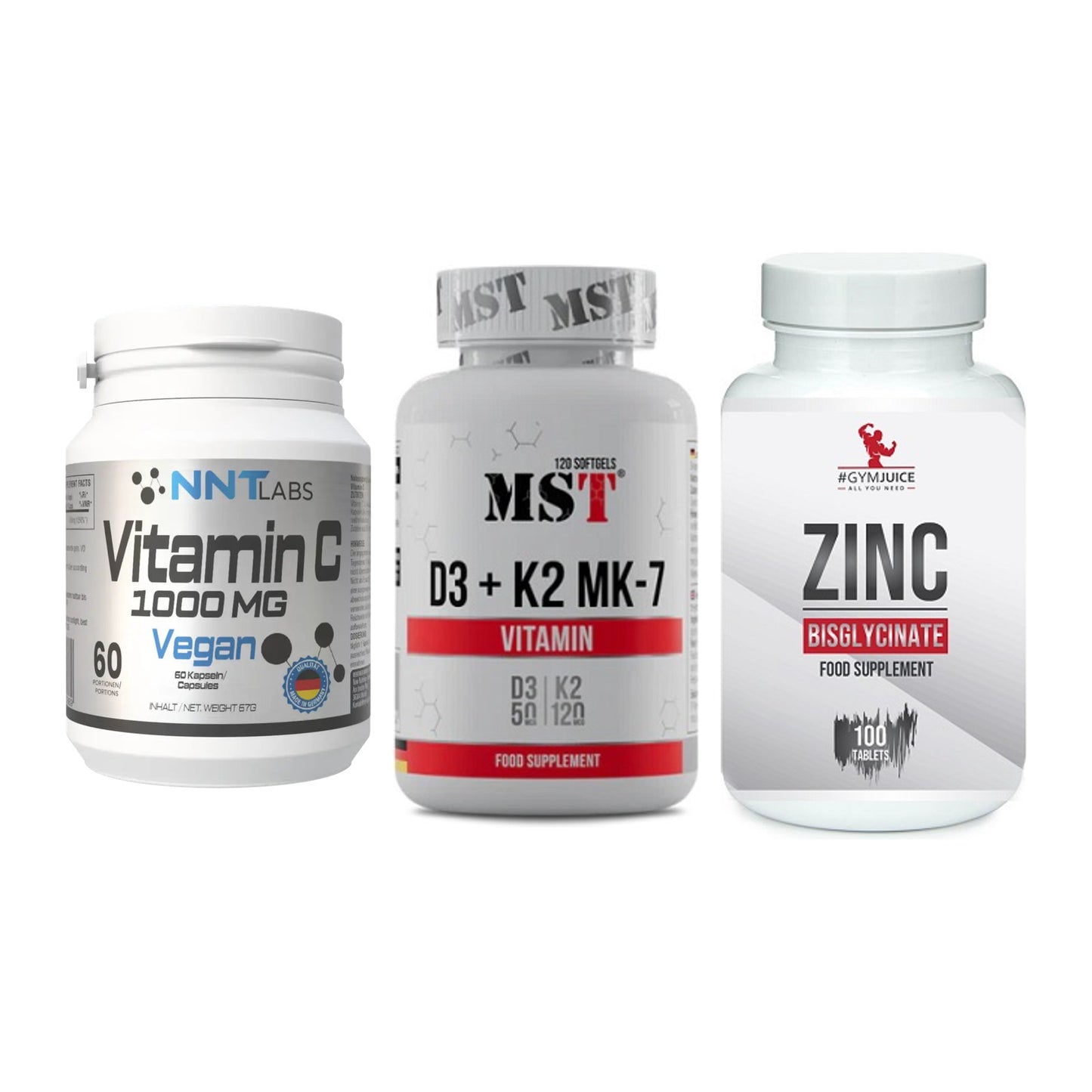 Immun-Set: NNT Vitamin C + MST Vitamin D3 + #GYMJUICE ZINC – alle enthaltenen Artikel