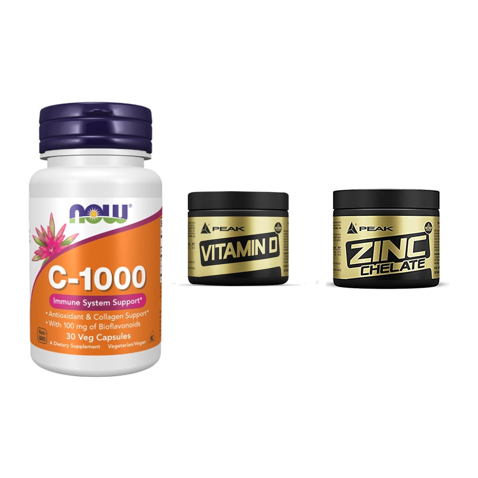 Immun-Set: Now Foods Vitamin + Peak Vitamin D + Peak Zink Chelat – alle enthaltenen Artikel