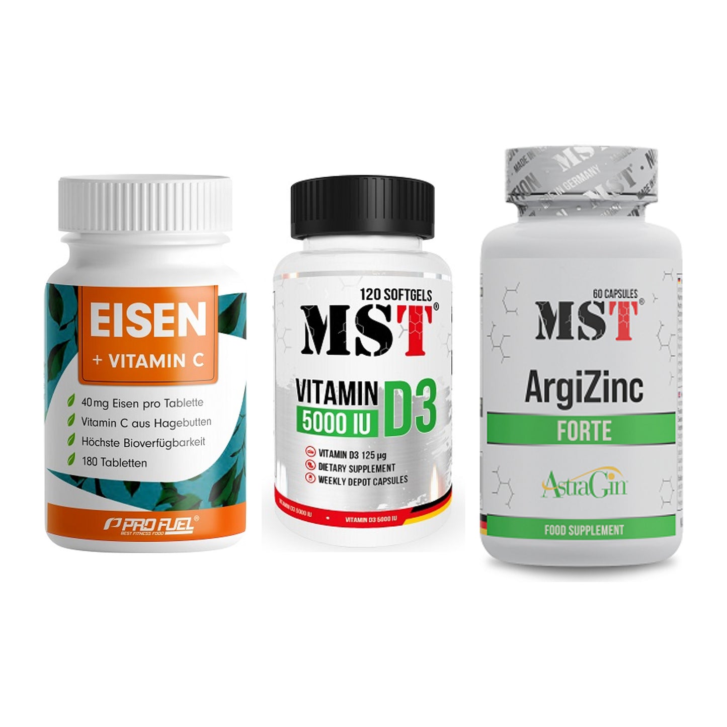 Immun-Set: ProFuel EISEN + MST Vitamin D3 + MST ArgiZinc – alle enthaltenen Artikel