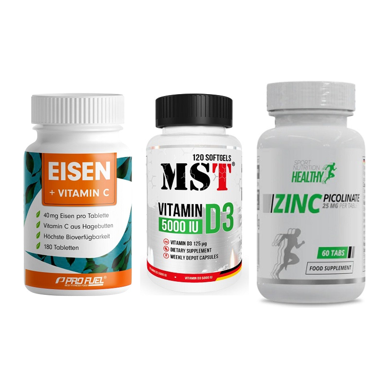 Immun-Set: ProFuel EISEN + MST Vitamin D3 + MST Healthy Zinc – alle enthaltenen Artikel