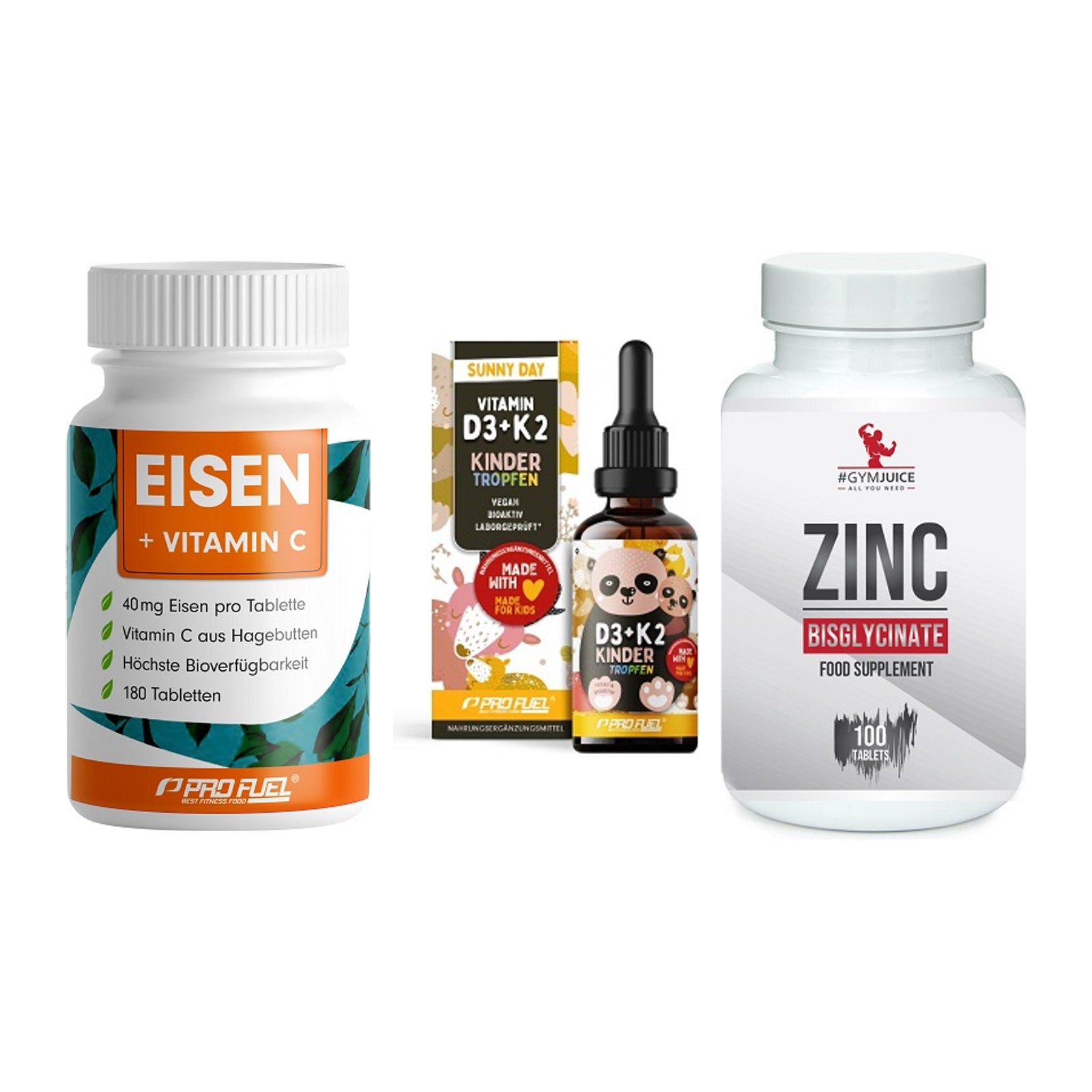 Immun-Set: ProFuel EISEN + ProFuel VITAMIN + #GYMJUICE ZINC – alle enthaltenen Artikel